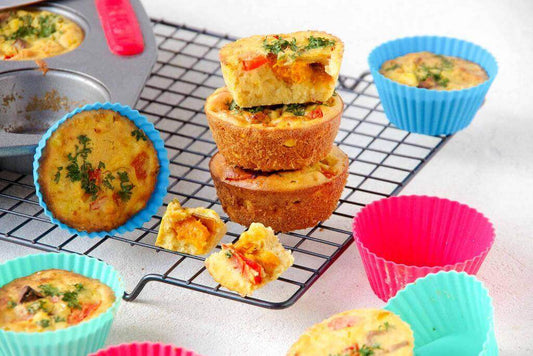 Mini Kumera & Corn Chickpea Frittatas (egg free)