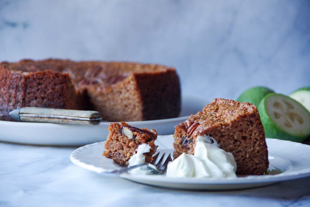 Ginger and Feijoa Pecan Cake