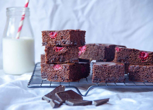 Raspberry Nut Butter Blender Brownies