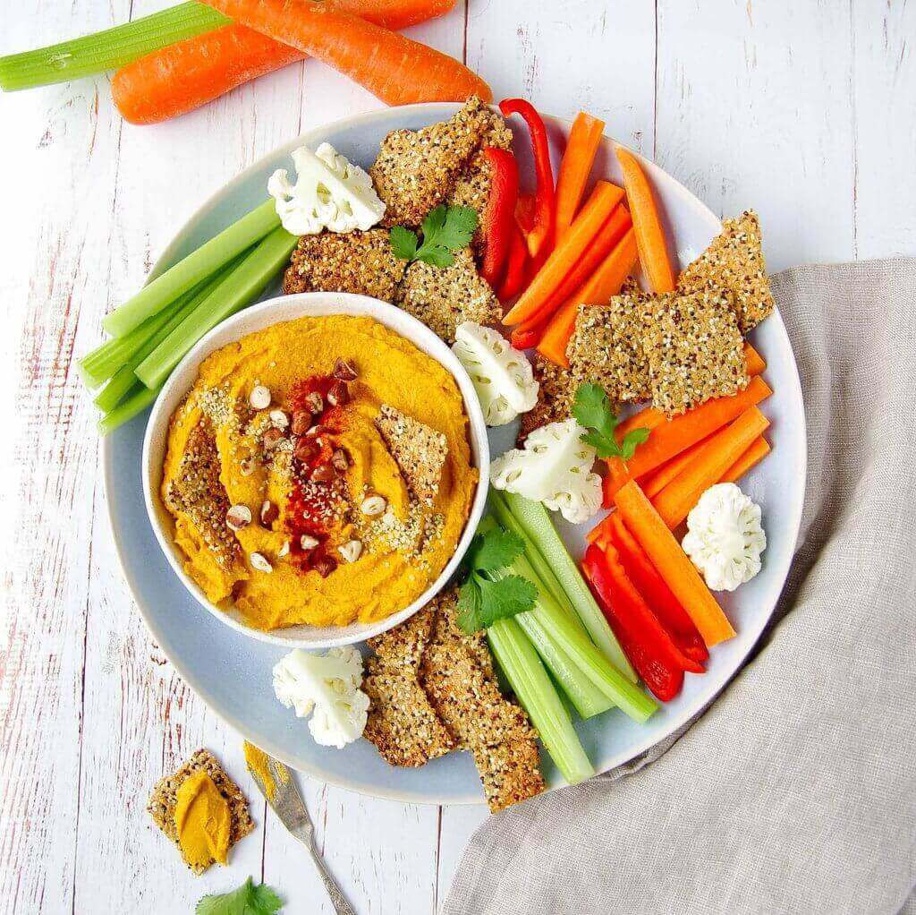 Rice & Quinoa Crackers with Pumpkin Hummus