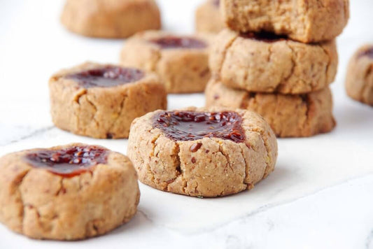 Jammy Almond Thumbprint Cookies