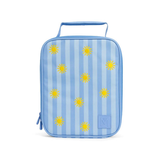 insulated lunch bag with sun pattern on a white background