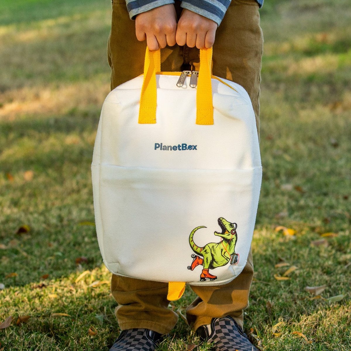 Planetbox Lunch Tote Bag - Gull Grey Grid - LunchBox Inc.