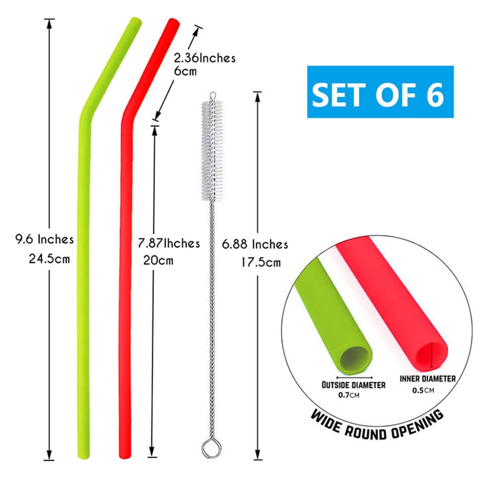 Silicone Straws NZ- Multi Coloured - 6 Pack - LunchBox Inc.