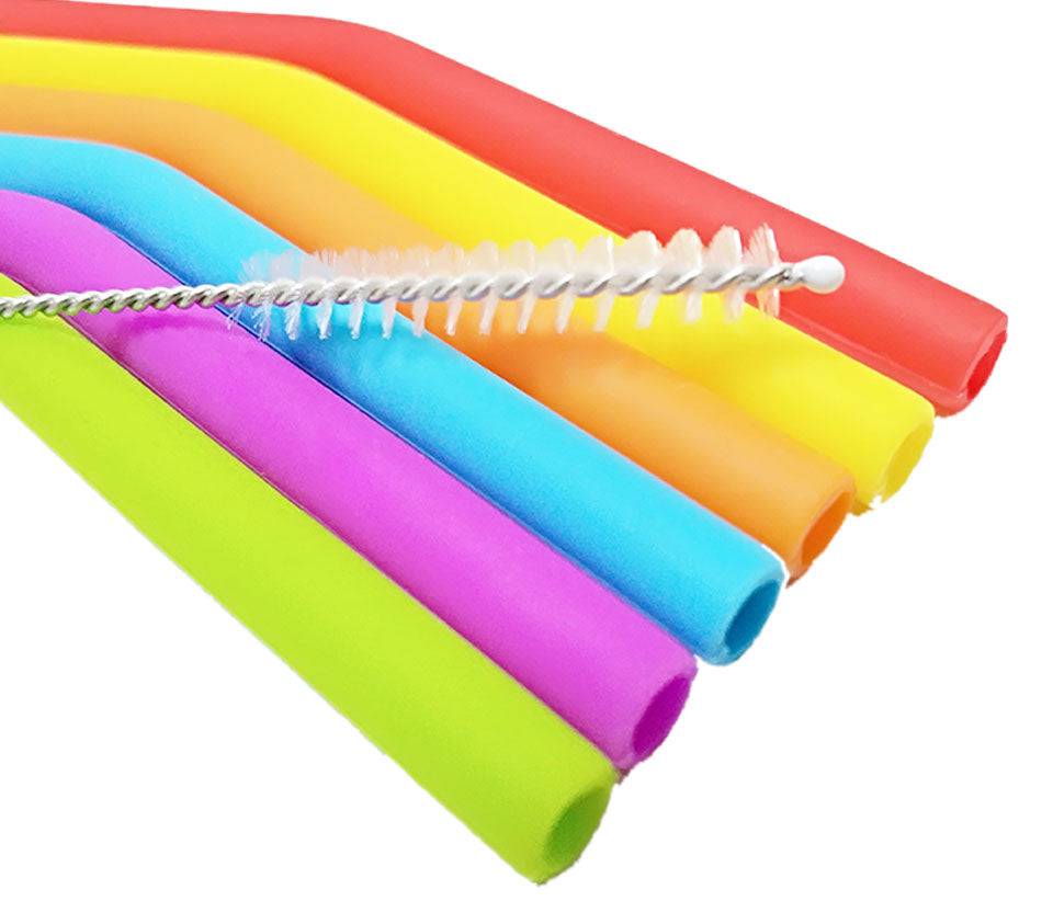 Silicone Straws NZ- Multi Coloured - 6 Pack - LunchBox Inc.