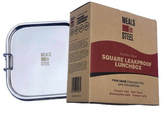 Meals In Steel Square Leak Proof Single Layer Lunch Box - Stainless Steel Container for Kids & Adults - LunchBox Inc.