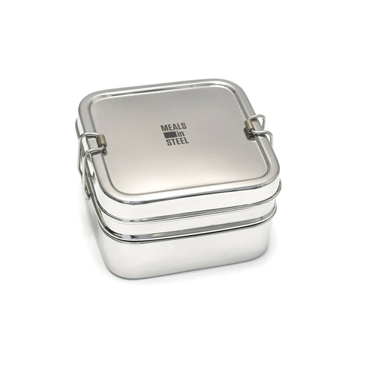 Meals In Steel Twin Layer Square Lunchbox