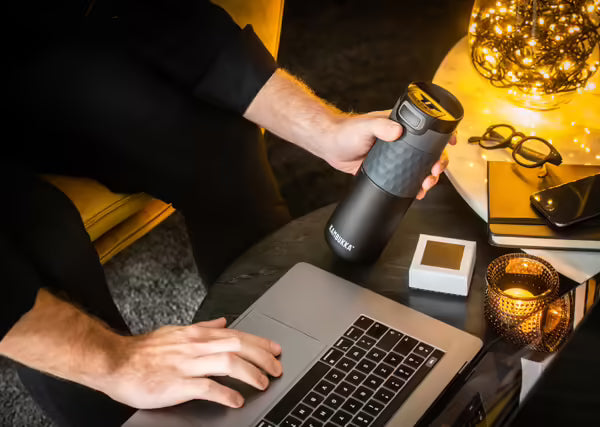 Kambukka ETNA 3-in-1 Snapclean Travel Mug 500ml - Black Steel