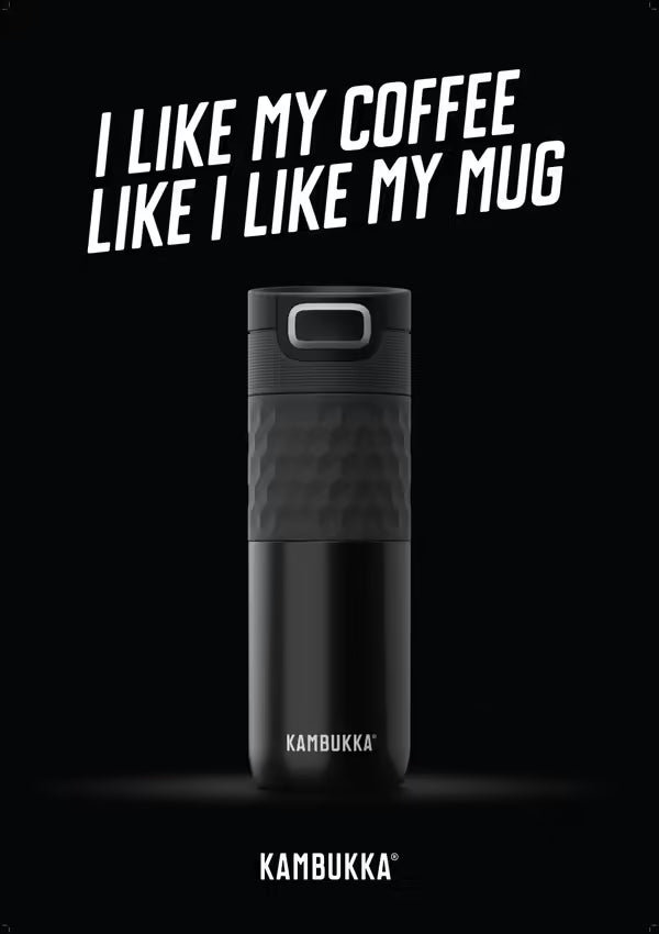 Kambukka ETNA 3-in-1 Snapclean Travel Mug 500ml - Black Steel