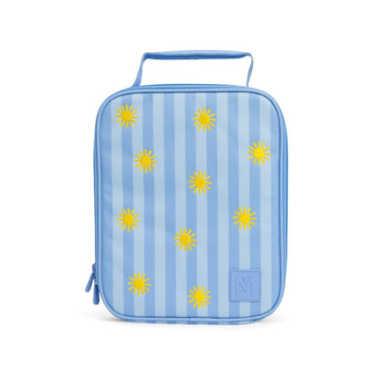 insulated lunch bag with sun pattern on a white background

