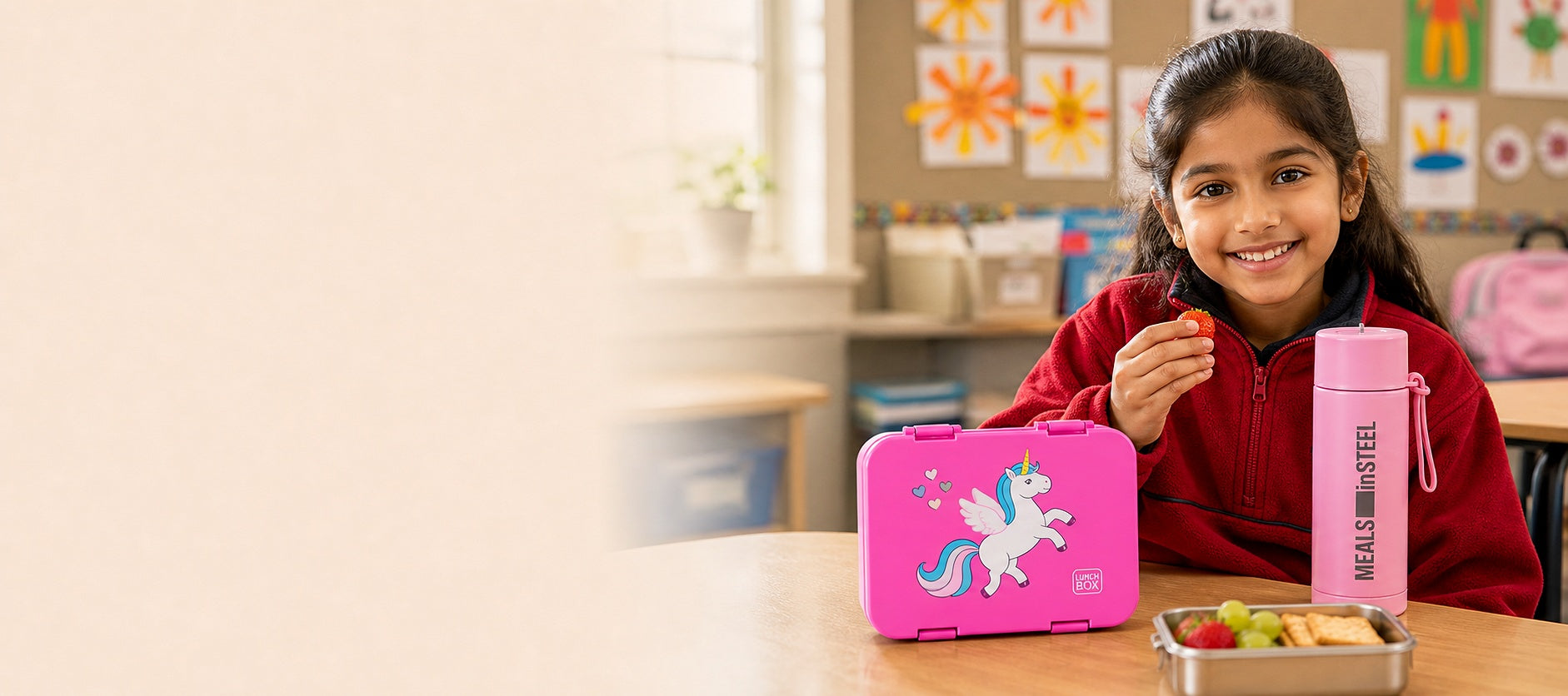 Child with Uniorn Lunchbox 