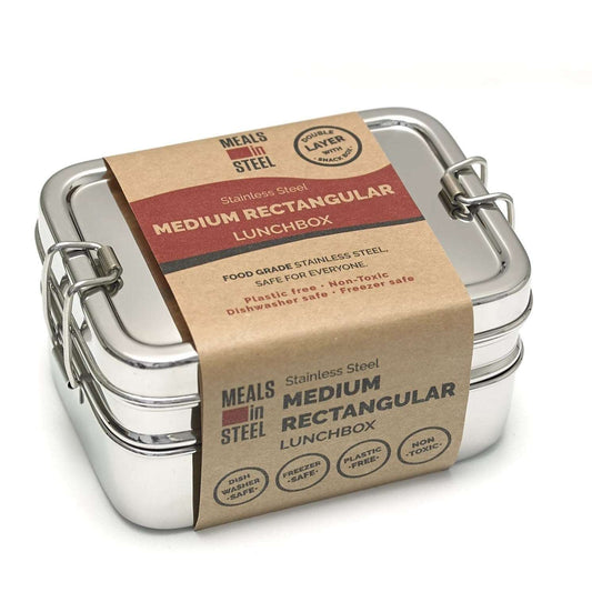 Meals In Steel Medium Twin Layer Rectangular Lunchbox - LunchBox Inc.