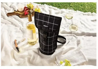 Packit Freezable Napa Wine Bag Black Grid - LunchBox Inc.