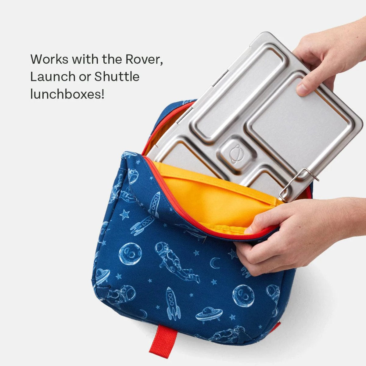 Planetbox Lunch Tote Bag - Gull Grey Grid - LunchBox Inc.