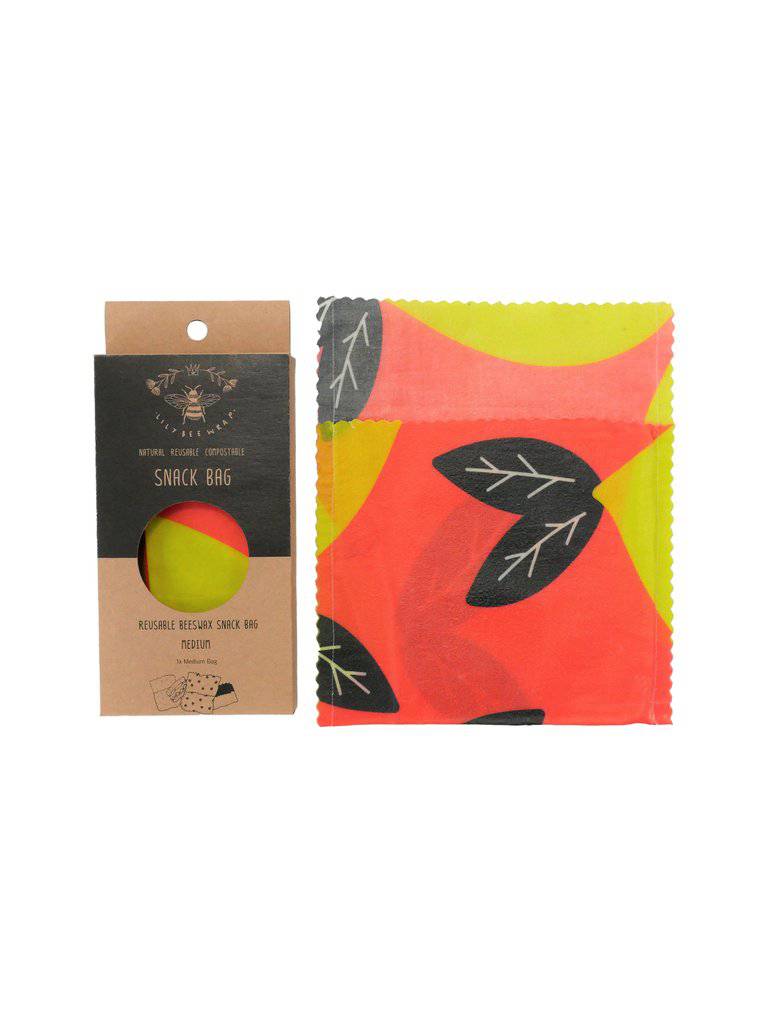 Lily Bee Beeswax Wrap - Pocket full of Lemons  - Medium Snack Bag - LunchBox Inc.