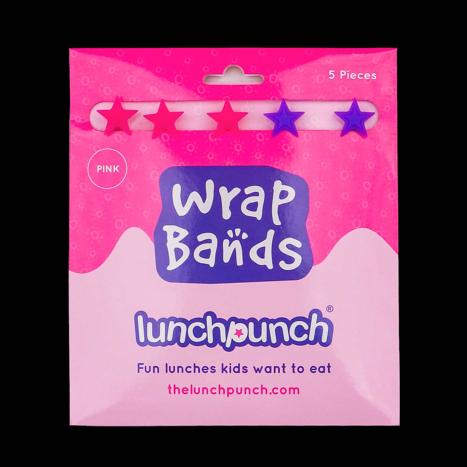 Lunch Punch Pink Wrap Bands - set of 5 - LunchBox Inc.