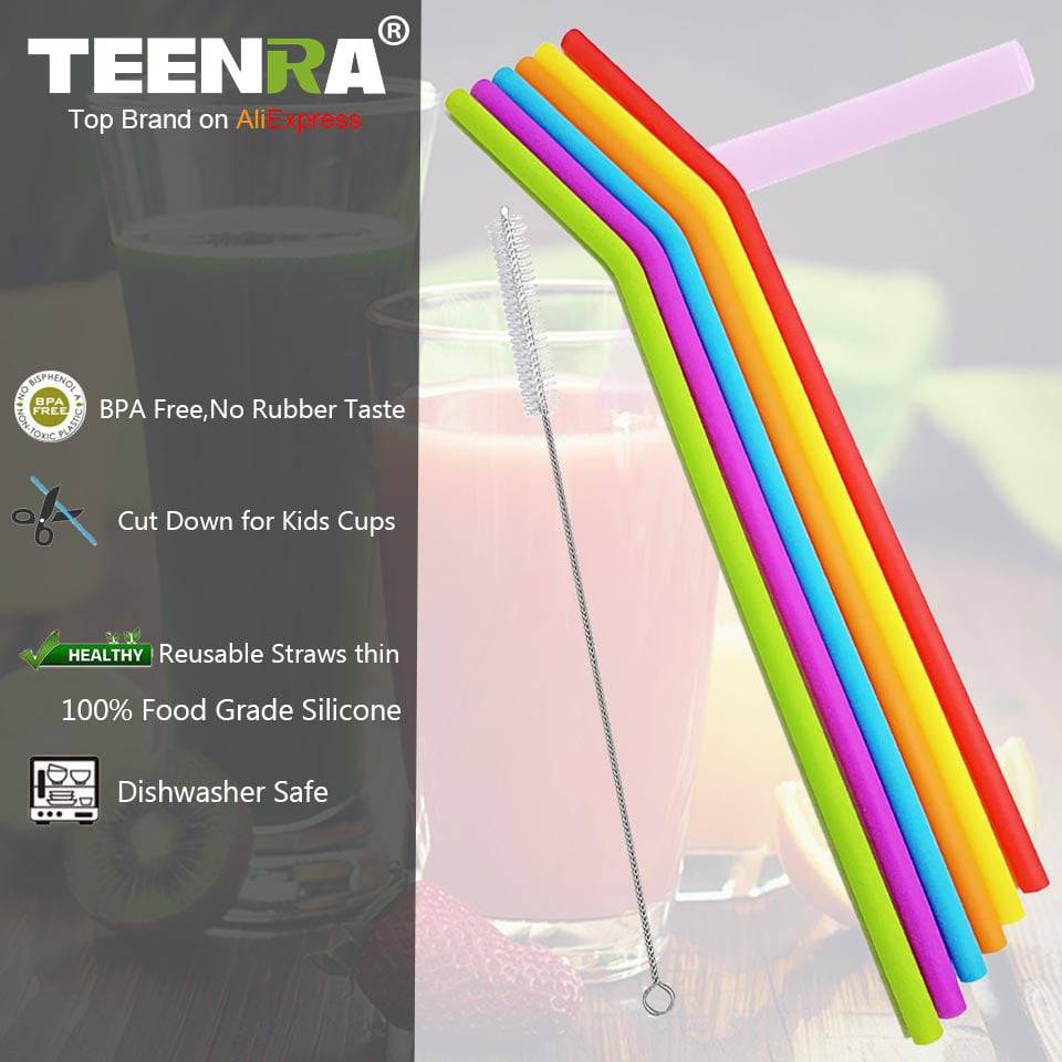 Silicone Straws NZ- Multi Coloured - 6 Pack - LunchBox Inc.