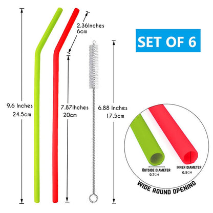 Silicone Straws NZ- Multi Coloured - 6 Pack - LunchBox Inc.