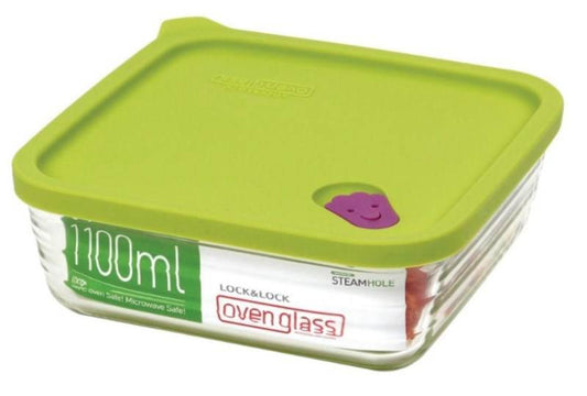 Steam Wave Glass Container with Steam Hole Square - 1.1L - LunchBox Inc.