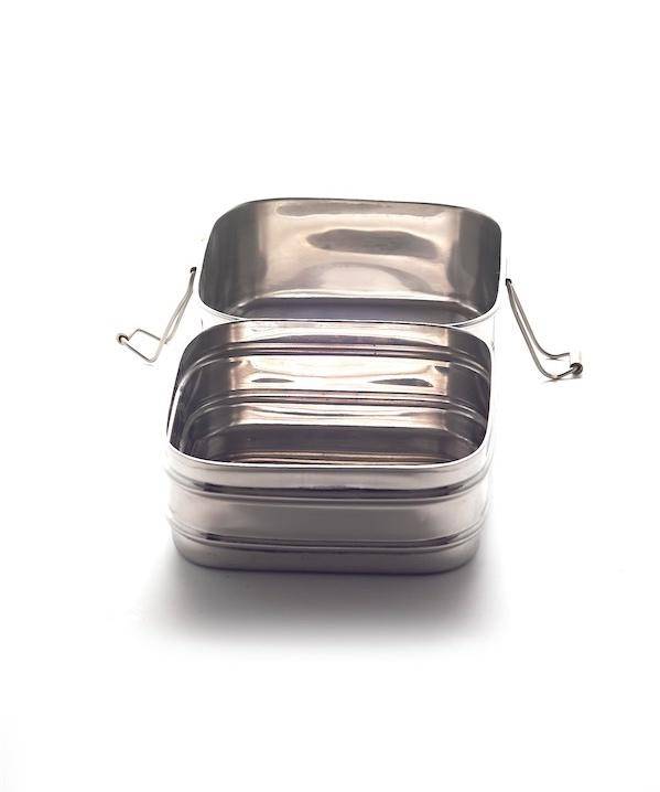 Meals In Steel Twin Layer Square Lunchbox