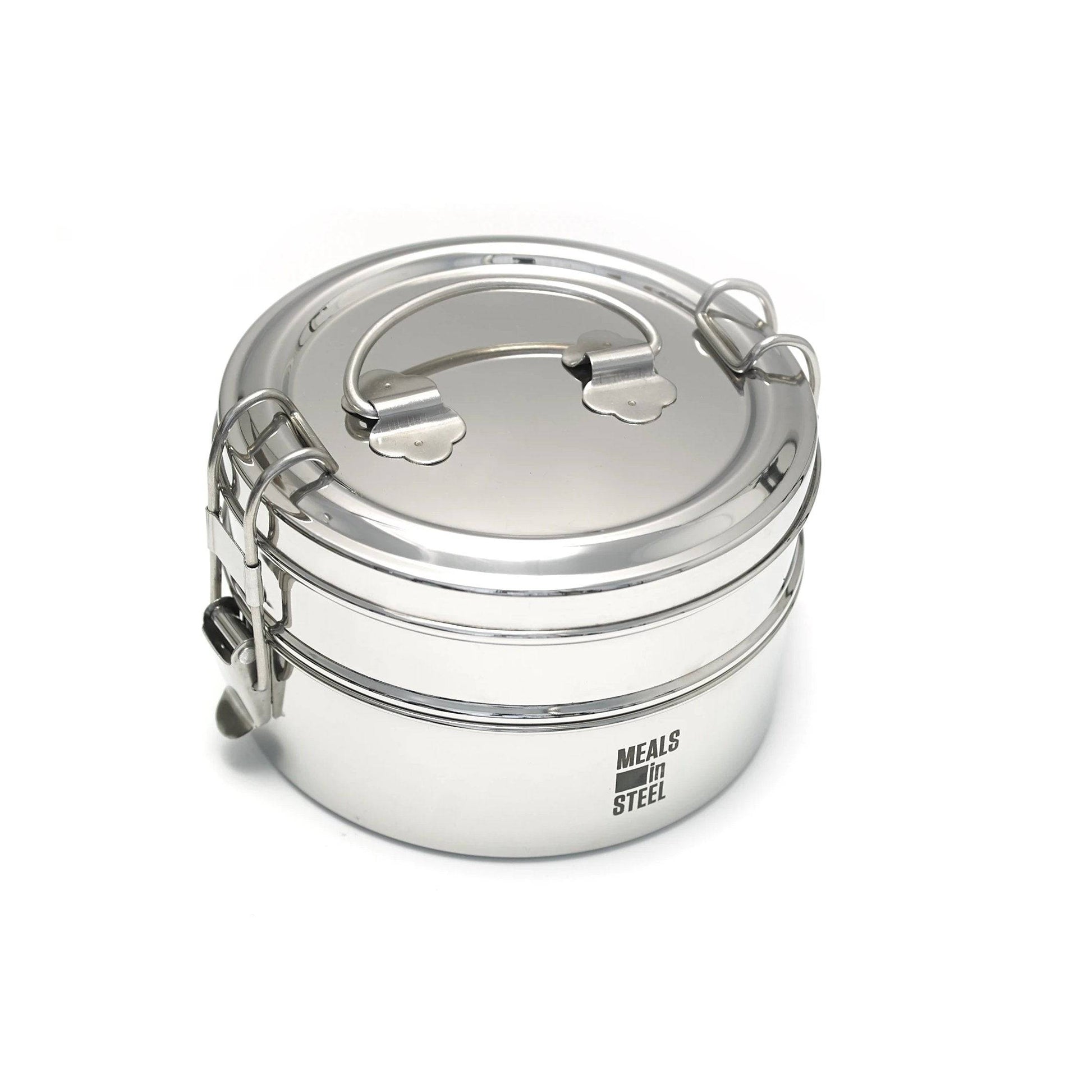 Meals In Steel Twin Layer Tiffin (Round Shape) Lunchbox